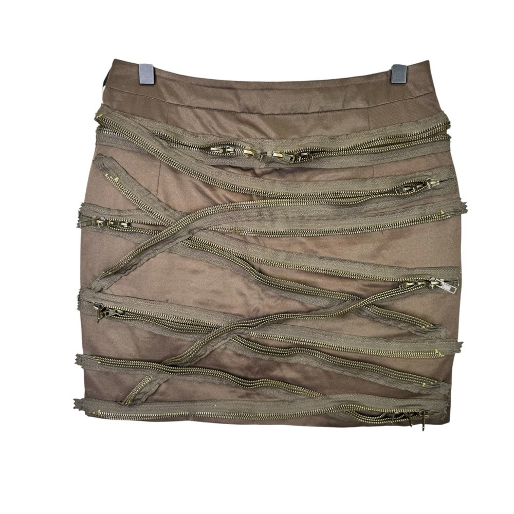 JS Story Green Mini Skirt Zipper Detail Size Medium Steampunk Emo Rocker